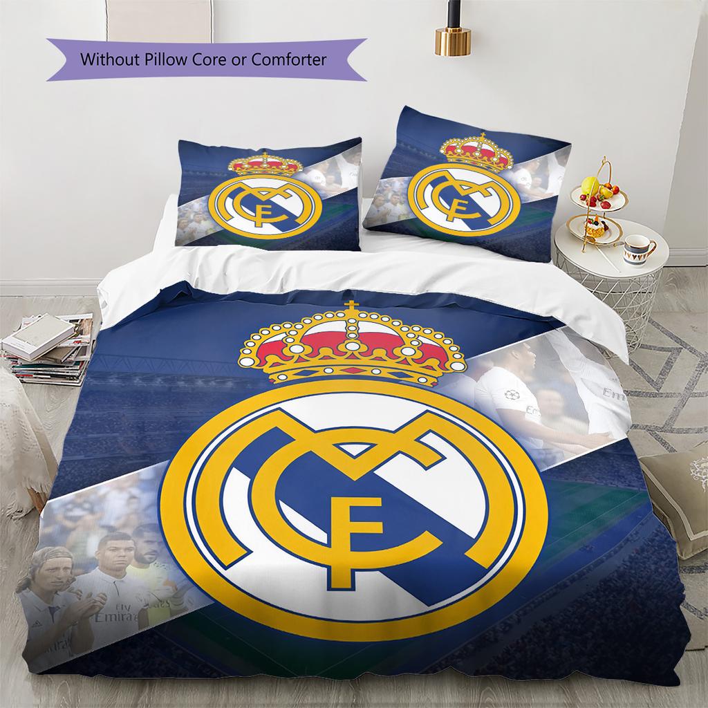 Real Madrid C.F.  Set cu model cuvertură de pat Decorațiune interioară Cadou (1 * față de plapumă + 2 * fețe de pernă fără umplutură)