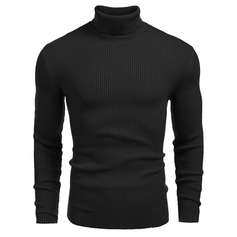 Men s 2025 Autumn/Winter Slim-Fit High Neck Knitted Sweater, Long Sleeve, European/American Style, Basic Layer L