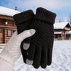 Winter Touchscreen Gloves Polyester Knit Warm Sports Gloves with Anti-Slip Grip Elastic Cuffs for Cycling Hiking Outdoor Use