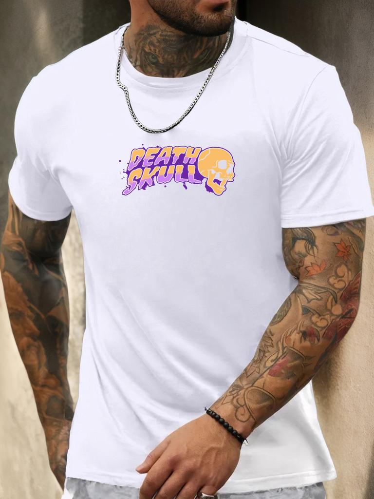 Short Sleeve TShirt Skull Mens 100 Cotton Pattern Printed Shirt Summer Round Neck Breathable Casual Fashion Cool Tee
