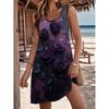 Black Purple Rose Floral Print Dresses Women's Plus Size Summer Sleeveless A-Line Dress Bohemian Style Holiday Dress
