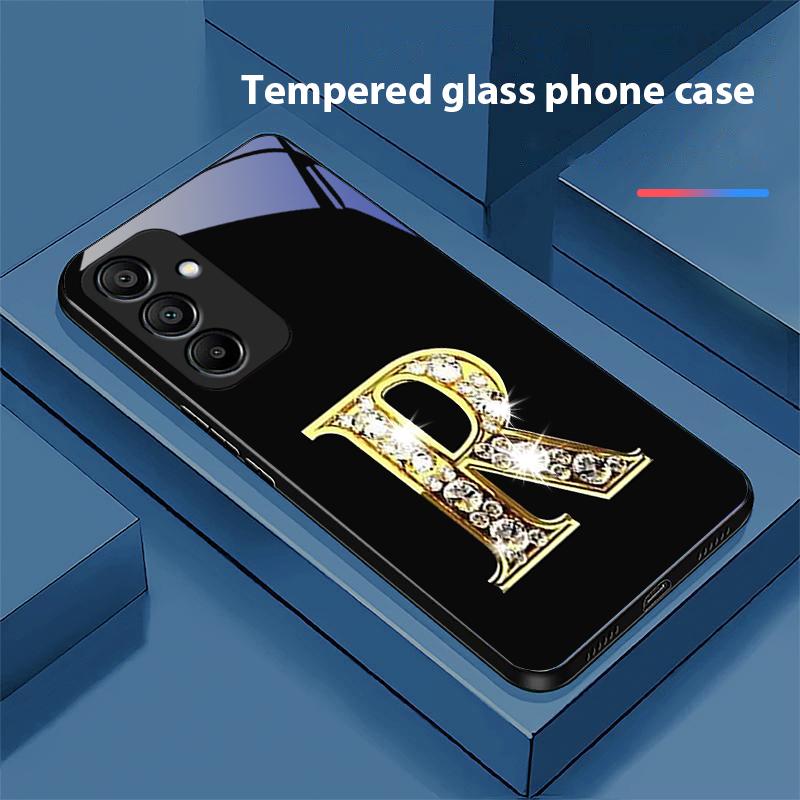 Diamant-Charaktere Für Samsung Galaxy A15 5G 54 4G 51 50 24 35 90 71 12 51 53 52S 80 22 34 Schwarze Hülle aus gehärtetem Glas