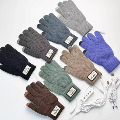 USB Knitted Electric Heating Gloves Touch Screen Electric Heating Men's 5 Finger Outdoor Cycling Warmth