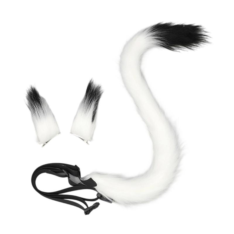 Multiuse Furry Plush Cats Tail Hair Clip and Bendable Tail Props Cosplay Costume Accessories For Women Teens Anime Event