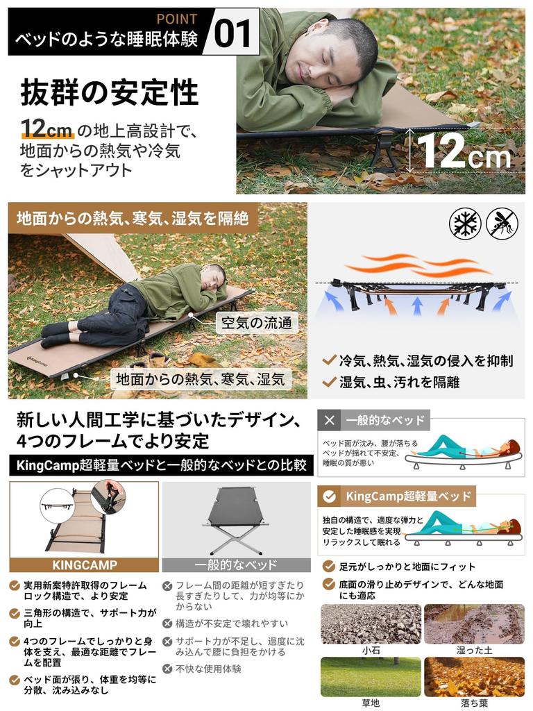 KingCamp Outdoor Ultra Lightweight Camping Simple Disaster Sleeping In the For 190 X 64 X 12 Cm Bed, Cot, Folding, Bed, Prevention, Car, Tent,