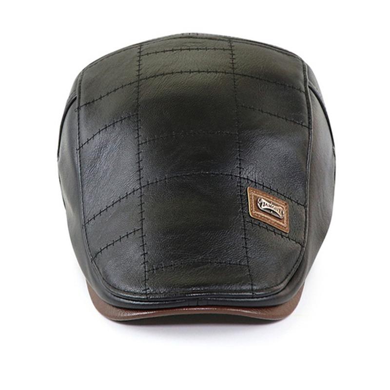 Men Retro Pu Leather Newsboy Caps British Painters Hats Spring Autumn Side Adjustable Flat Cap Hip Hop Berets