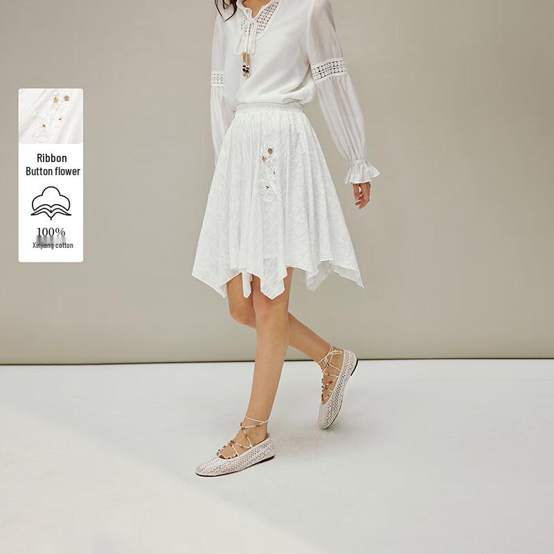 INMAN Playful Button A-Line Short Skirt M