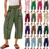 Ladies' Wide Leg Pants, High Waisted Straight Leg Pants, Spliced Pockets, Casual Cropped Pants