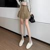 2024 Fall/Winter Korean Waistless Corduroy Pleated Mini Skirt - High Waist A-Line Design