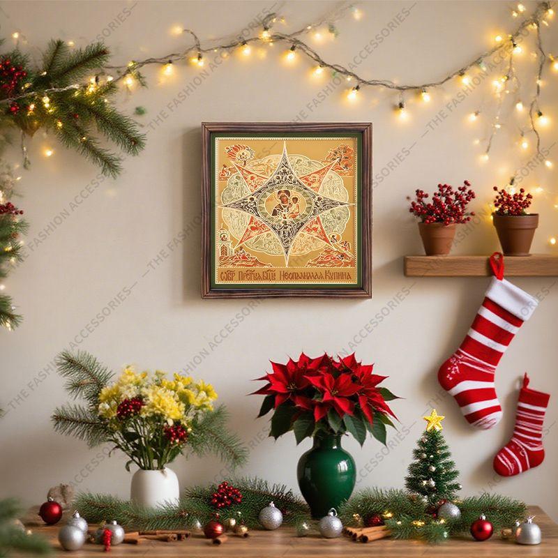 Decorative Painting of Orthodox icons,Consecrated Icon "The Burning Bush",Photo Frame painting,Christian Wall Art,20cm*20cm,Spiritual Decor Gift