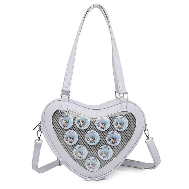 JIAERDI Lolita Transparent White Ita Bag Handbag Women New Heart Leather Crossbody Pain Bag Ladies Sweet Cute Messenger Bag 2025