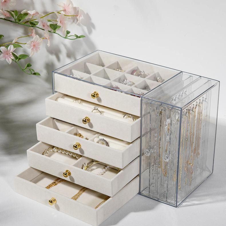 Organizador de Almacenamiento de Joyería de Acrílico Transparente de Lujo con Múltiples Cajones