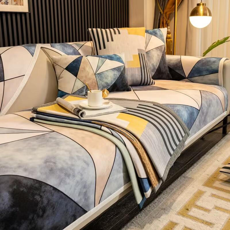 Geometric lines Sofa Cover Cushion Stripe Four Season Sofa Armchair Backrest Towel Non Slip Couch Luxurious 3 Seater Sofa Cover