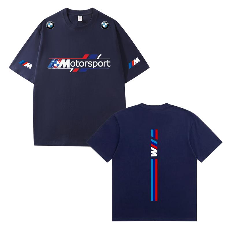 

D06-117 MINISO 2026 Літня BMW Motorsport Чоловіча Жіноча 100% Бавовняна Футболка Вболівальник гоночного автомобіля Повсякденна з коротким рукавом З круглим вирізом Верх L темно-синього кольору
