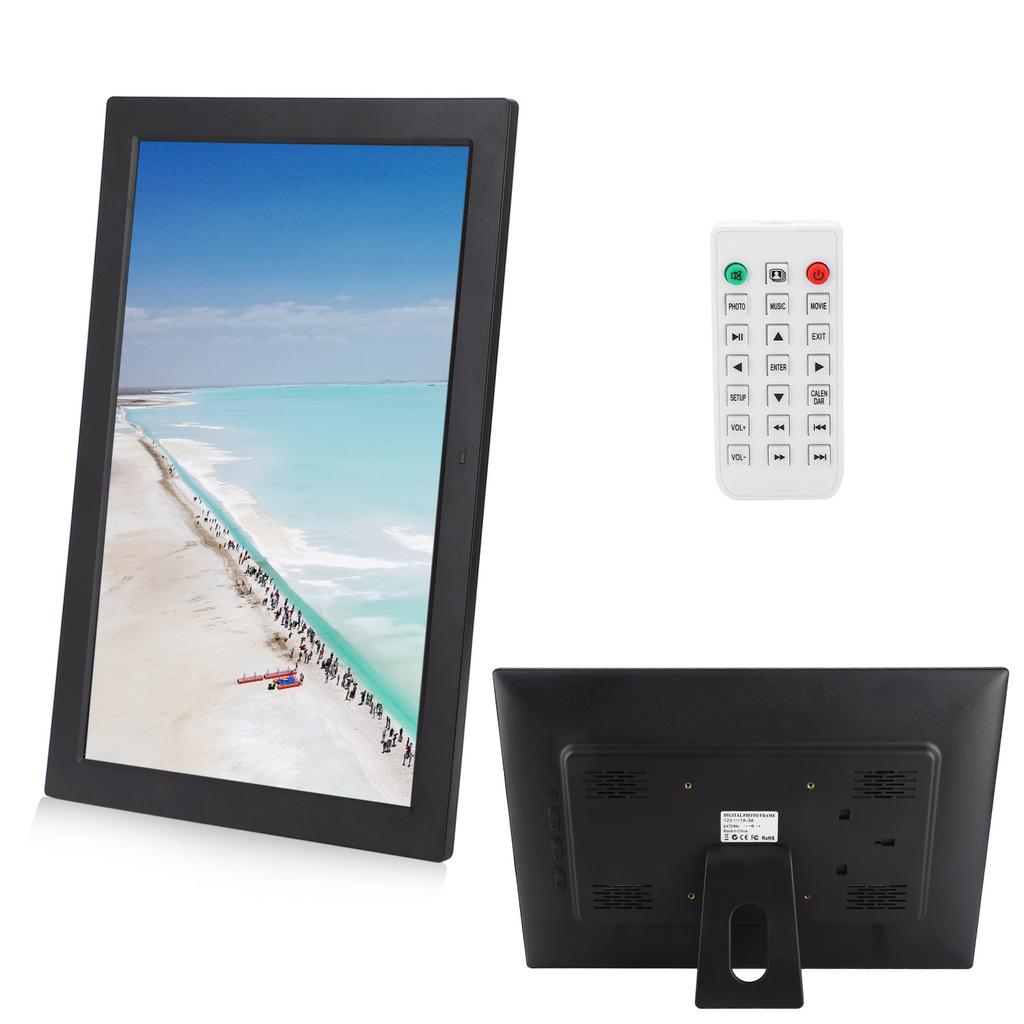 17in HD Digital Photo Frame 1440x900 Support MP3 MP4 Image Play with Digital Clock calendar 100‑240V