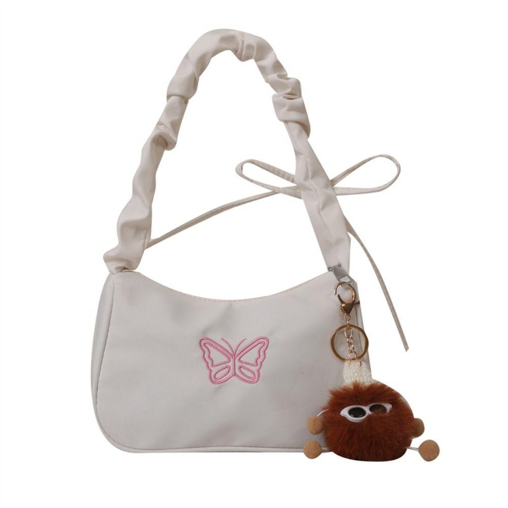 Rüschengriff Bowknot Schmetterling Umhängetasche Oxford Stickerei Ins Halbmond Unterarmtasche Make-up Lippenstift Tasche Handtasche