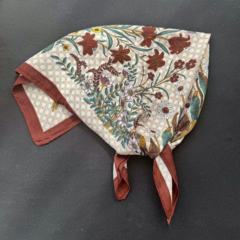 Silk scarf square scarf high-end spring and summer style neck large square scarf air-conditioned room neck scarf shawl women's silk scarf