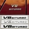 3D ABS Chrome Logo V8 BITURBO Emblem Car Fender Side Badge Decal For Benz AMG C63S C63 E63 G63 G500 Sticker Accessories