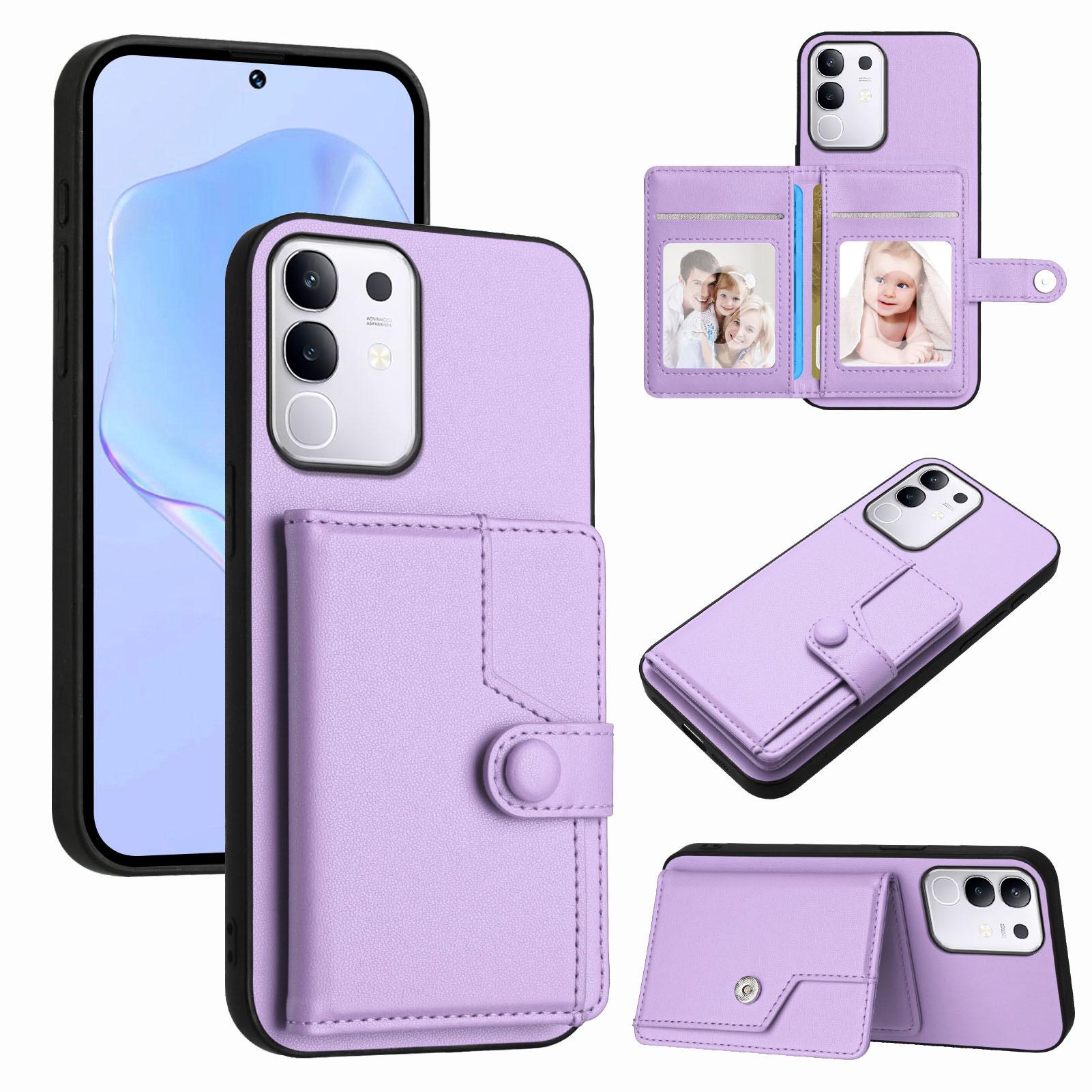 

For vivo T4x 5G/vivo Y300t 5G/vivo iQOO Z10x 5G/vivo Y29 4G Case RFID Blocking Card Holder Kickstand TPU+PU Leather Phone Back Cover Purple