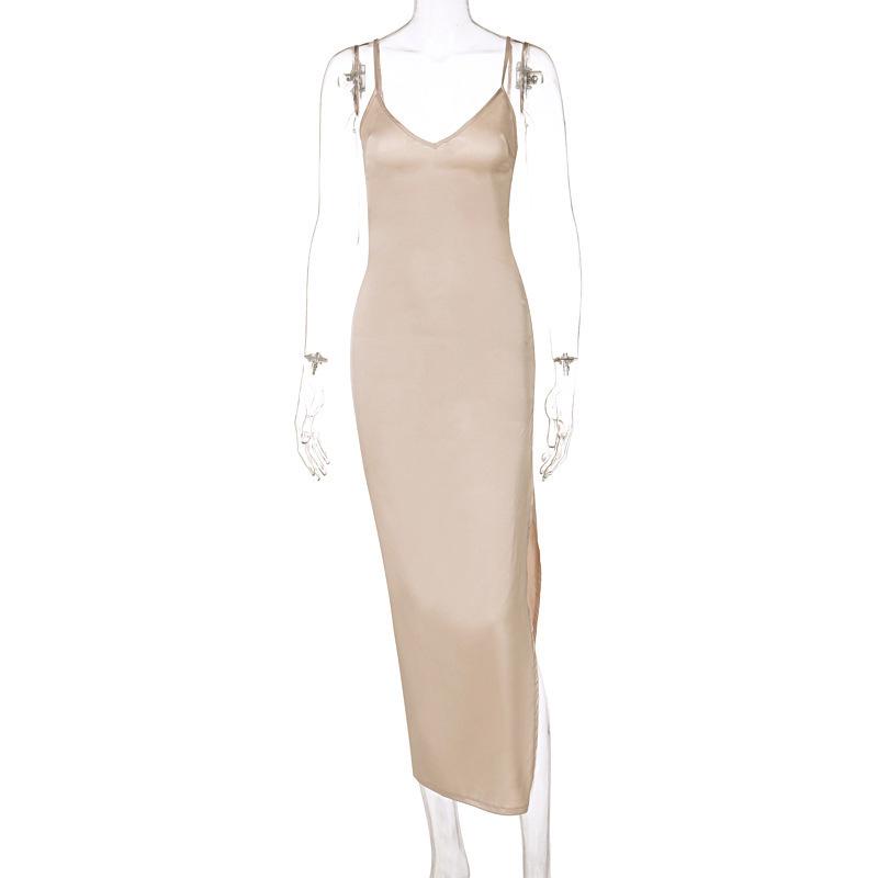2026 Summer Elegant Backless V-neck Slit Dress for Women