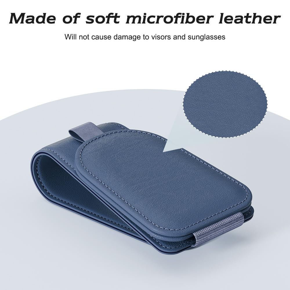Glasses Holder Clip for Car Sunglass Holder, Storage Card Clip PU Leather Magnetic Sunglasses Clip for Car Visor