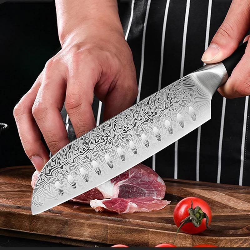 7-inch Santoku Knife With Laser-pattern Blade Chef Knife Japanese Chef Knife Home Cooking Tools Kitchen Knife Fruit Paring
