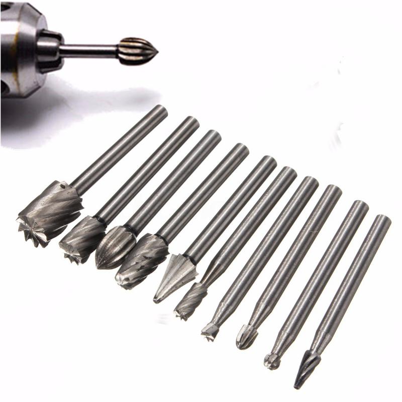 

10pcs/set Steel Grinding Bit Wood Milling Cutters Engraver Metal Cutters High Hardness Routing Cutter Shank Wood Carving Tools