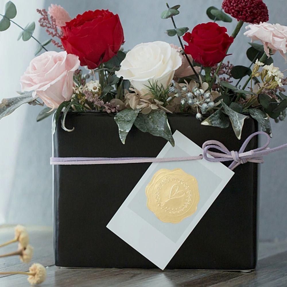 

3D тисненое сердце наклейка золотая самоклеящаяся печать этикетка приглашение подарочный пакет Love