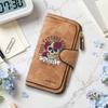 Skull Rose Pattern Long Wallet Multi Card Slot Coin Purse