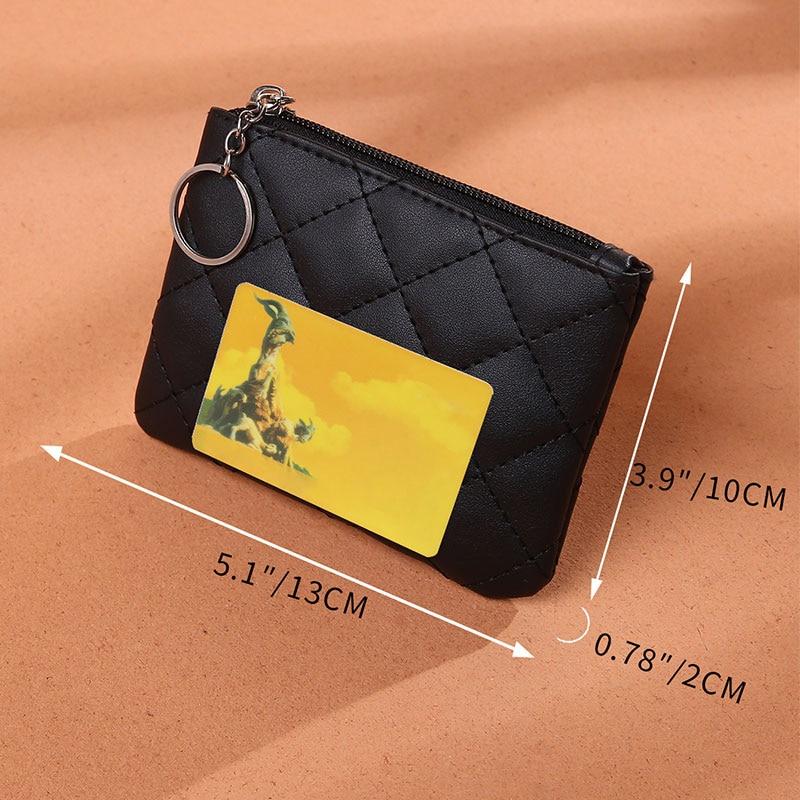 Women PU Leather Zip Coin Wallet Key Chain Fashion Small Purse Money Short Change Pouch Coin Purse