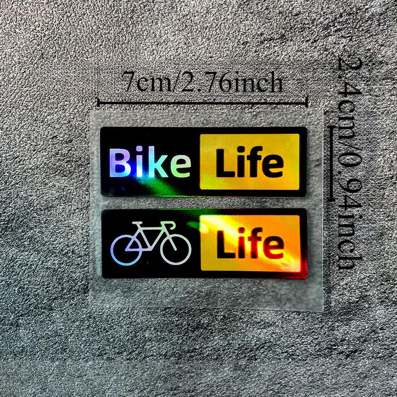 2PCS Bike Life Waterproof Vinyl Sticker, Fashion Decal for Car Motorcycle Bicycle Helmet Exterior Styling Decor Accessories