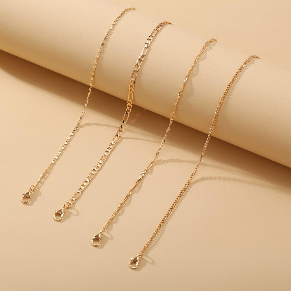Alloy Anklet Set Women's Fashion Anklet Three-piece Set Flat Snake Wheat Ear Chain Combination Foot Decoration
