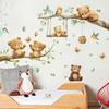 Cute Cartoon Bear Wall Sticker Self-Adhesive Branch Tree Decal for Kids Bedroom Living Room Home Decor