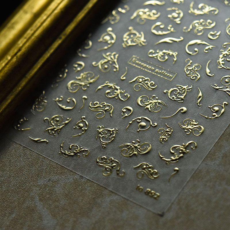 

Bronzing Vintage Lace Dark New Craft Nail Art Sticker 852# New gilding