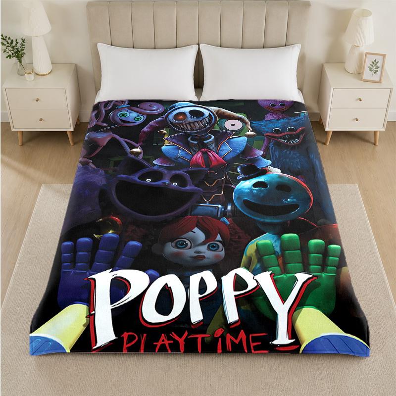 Coperta di Flanella con Stampa Poppy Playtime Morbida Calda Coperta Pluche per Letto Divano Divano Uso Domestico Interno