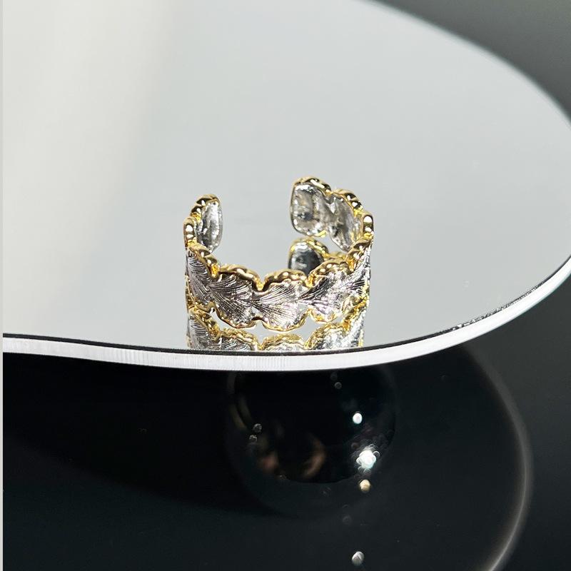 Collection retro Italian court style brushed hollow lace open ring women's fashion niche versatile ring