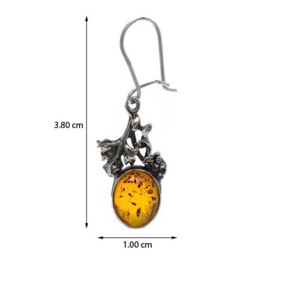 Baltic Honey Amber Sterling Silver Small Grapevine Earrings
