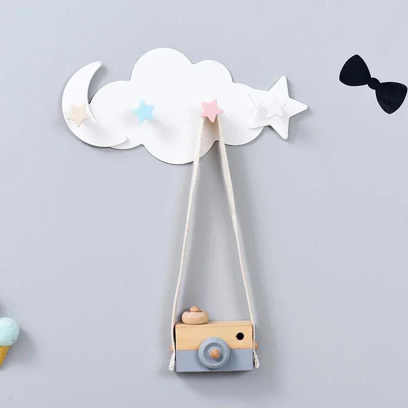 Creative Small Fresh Cloud Moon Traceless Hook Wall Mounted Living Room Key Bag Plastic Storage Rack Bathroom Towel Storage Hook
