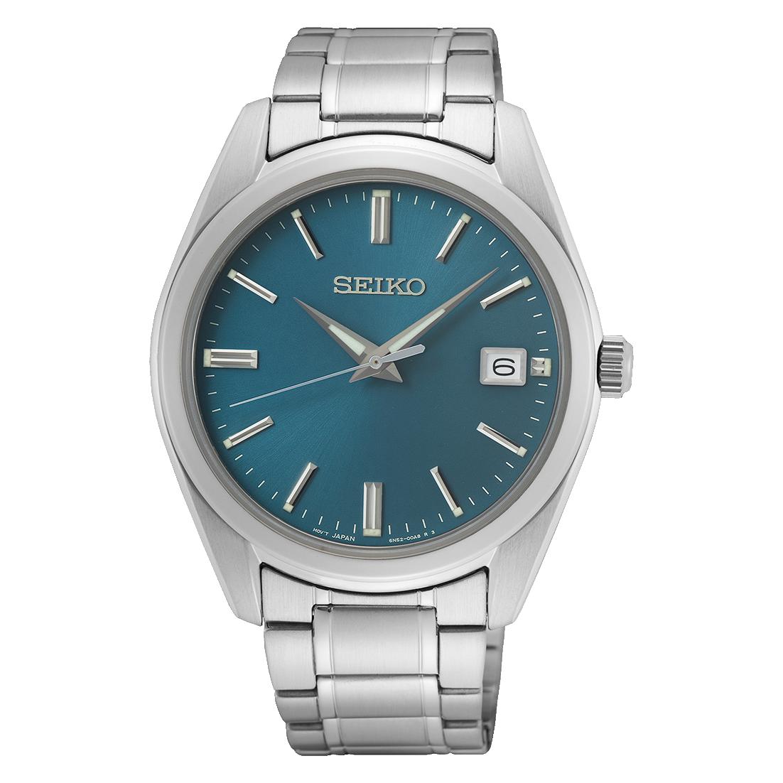 

Seiko Классические кварцевые мужские часы SUR525P1 с сапфировым стеклом и синим циферблатом, 40,2 мм синий