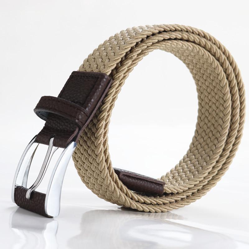 Men'S Braided Belt Elastic Elastic Canvas Belt Unisex No Punch Women'S Belt