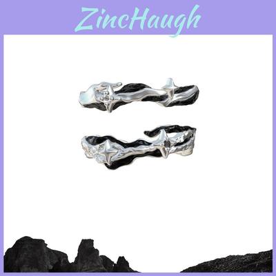Dark Night Series Black Star Ring Open Copper Ushape Fashion Adjustable Jewelry For Men Women