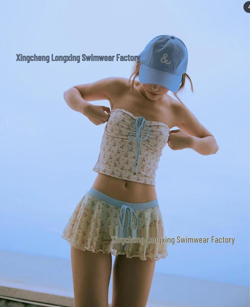 Floral Korean Bandeau Swimsuit - Sexy & Sweet Vacation Swimwear for Women