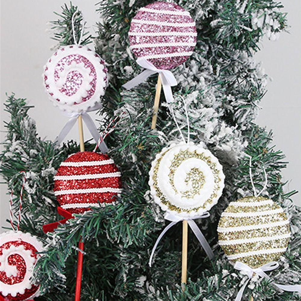 Large Sequins Lollipop Ornament Cartoon Xmas Candy Hanging Decor  Winter Home Decor