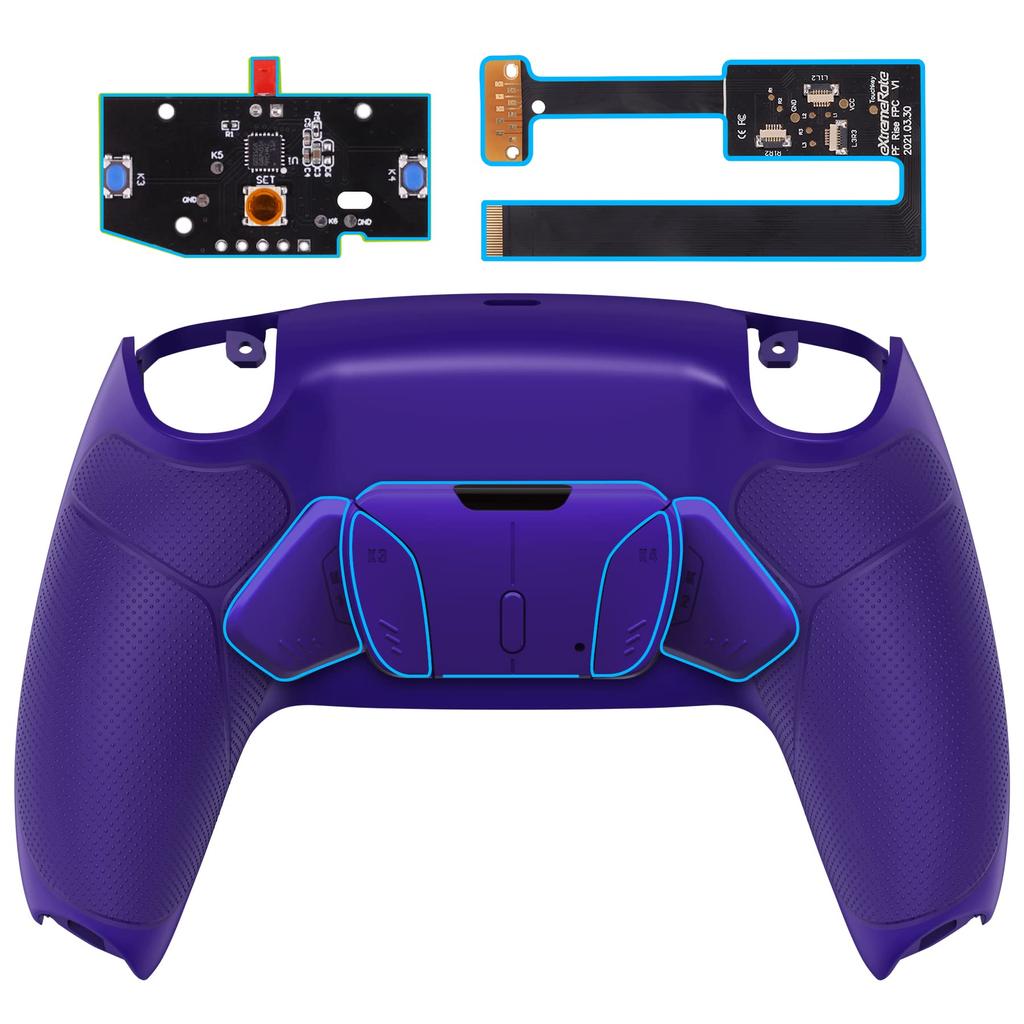 eXtremeRate Solid Color Plastic RISE4 Remap Kit with Programmable Back Paddle Rubber Grip for Compatible with PS5 Controller Compatible with PS5