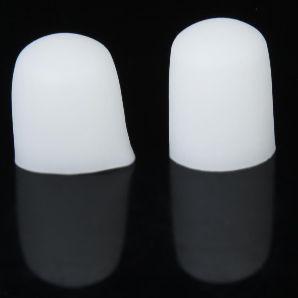 Pair Of Silicone Gel Reusable Washable Toe Caps Pain Reliever FIT FOR Adult Big White