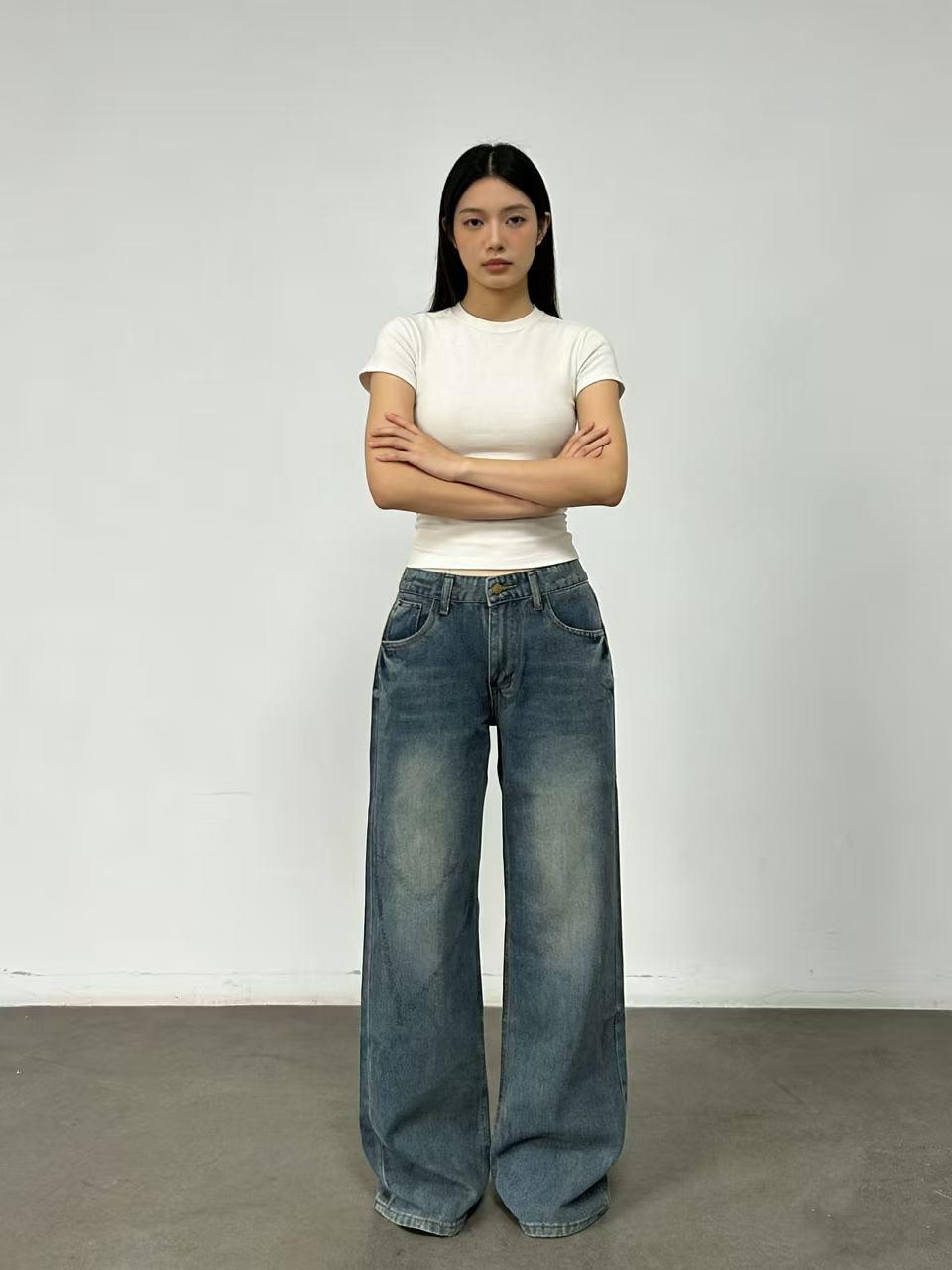 American Retro Washed Straight-Leg Women s Jeans S синий