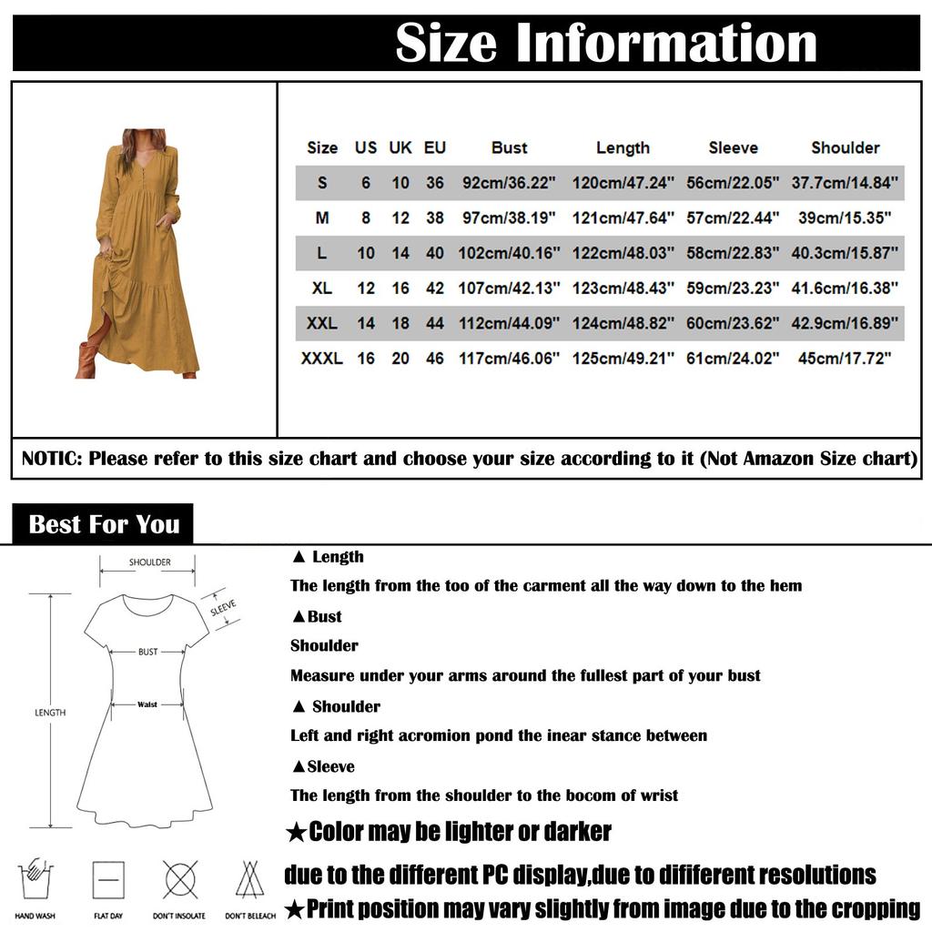 Women's Button Down Cotton Linen Vintage Casual Long Sleeve Dress