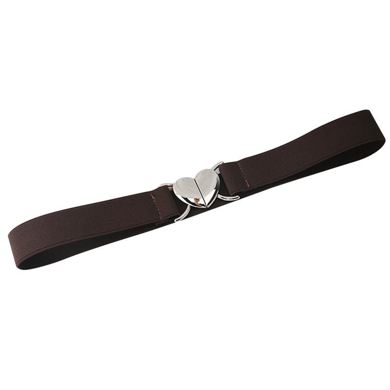 Women Elastic Belts Love Heart Metal Buckle Waist Dress Coat Sweater Decorative Elegant Exquisite Waistband Accessories
