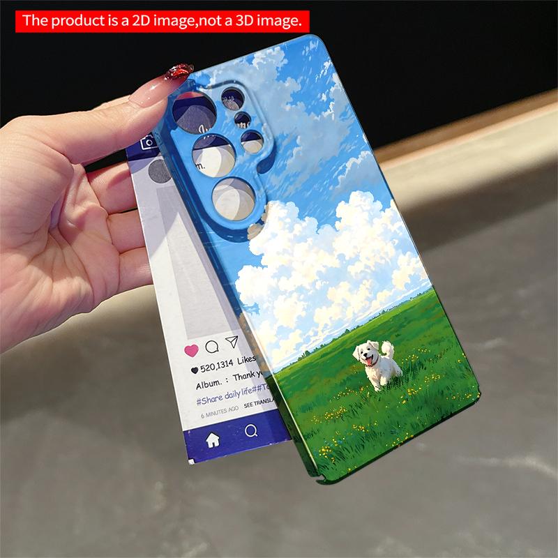 2DFlat Samsung phone case White Dog in Sunny Meadow Sky Applicable to Galaxy S22 S23 S24 S25ULTRA S26 A12 A13 A14 A15 A16 A34 A35 A54 A55