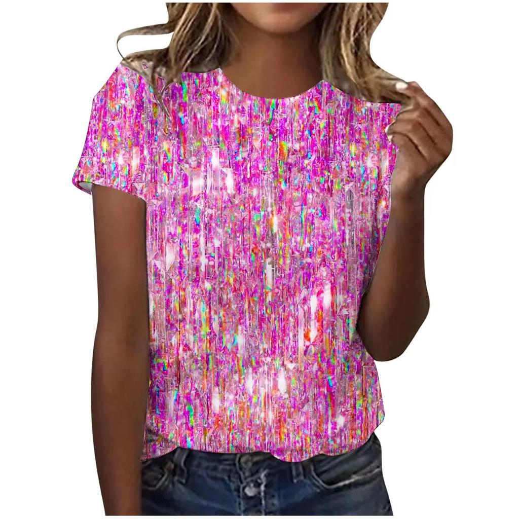 Sommer Rundhals 3D-Druck Top Modische Lässige Einfache Kurzarm Damen T-Shirts